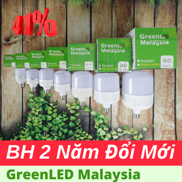 Bóng đèn LED Bulb Trụ nhôm đúc GREENLED | Ánh sáng: Trắng | Công suất: 20W 30W 40W 50W
