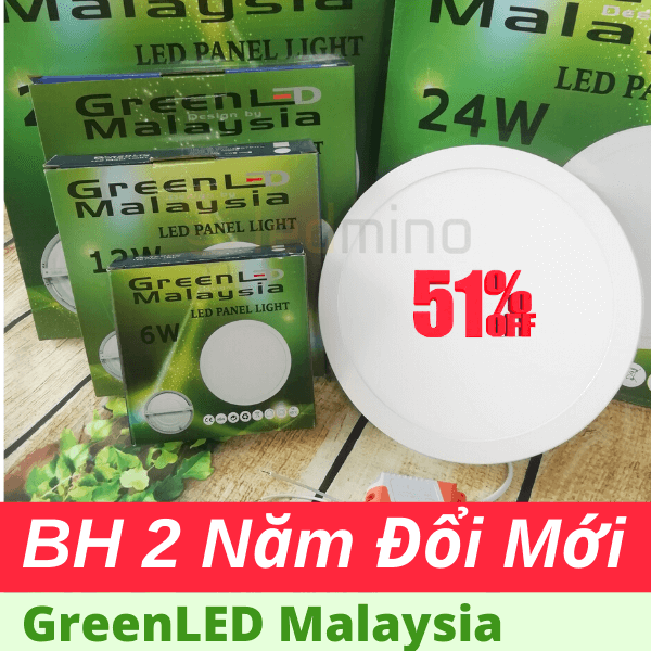 Đèn LED ốp trần tròn Greenled Malaysia | Ánh sáng: Trắng, Vàng, 3 Màu | 12W 18W 24W