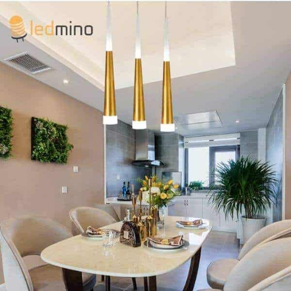 Đèn thả hiện đại hình chóp thân vàng bóng THD 8003