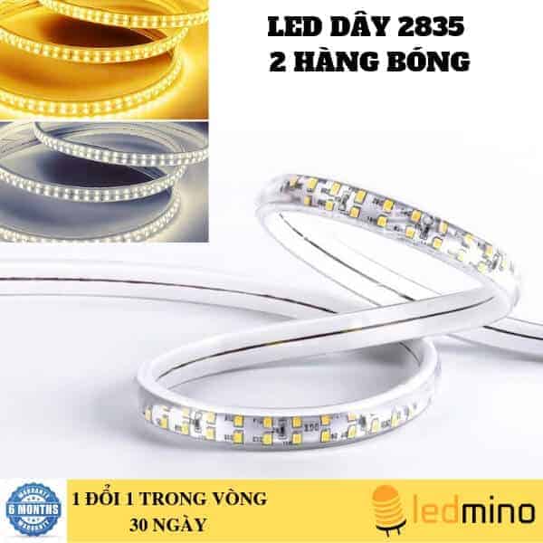 Cuộn 100m LED dây 2835 | 96chip/m | Rộng 10mm | 2 hàng bóng đôi | 6 màu đuổi RGB | 220v