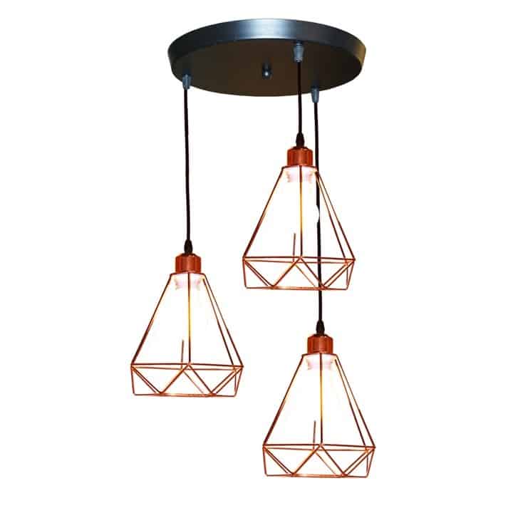 Đèn Thả Kim Cương Sắt MinoTCF031 Xi Hồng | Hiện đại, Đơn giản | Trang trí Quán cà phê, Quầy Bar, Phòng khách